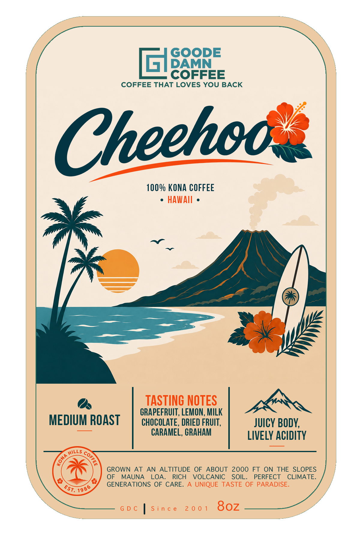 Cheehoo 100% Kona Coffee Single Origin- Medium Roast | Goode Damn Coffee