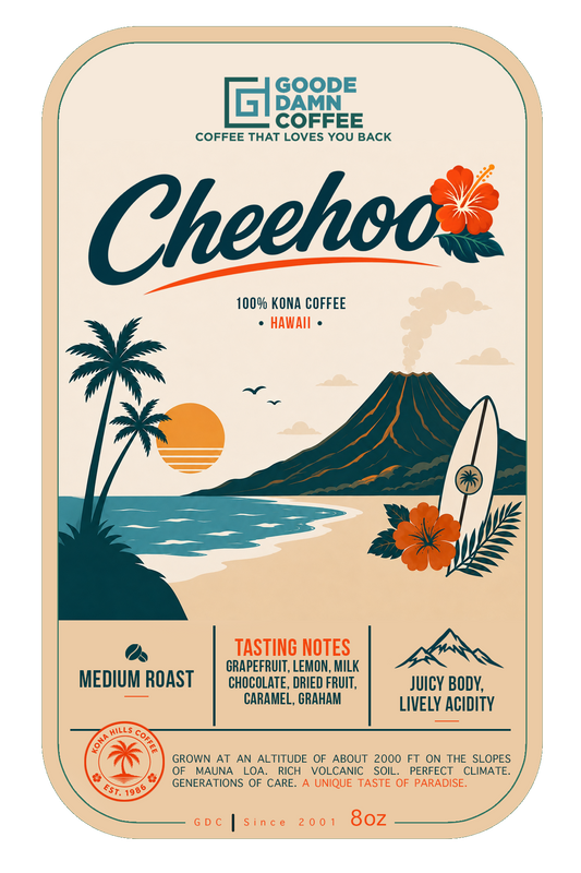 Cheehoo 100% Kona Coffee Single Origin- Medium Roast | Goode Damn Coffee